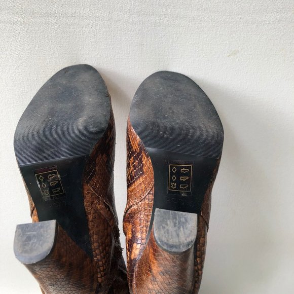 Aldo Women's Brown Etassi Snake Effect Leather Heeled Knee High Boots, Size 7.5 - Picture 7 of 8